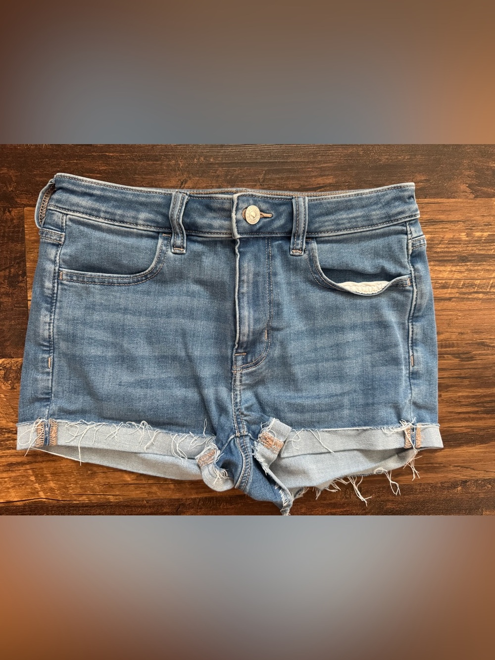 American Eagle Blue Denim Women's high Waist Stretch Cutoff Shorts